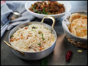 BAGARA RICE , PAROTA & GOAT GHEE ROAST